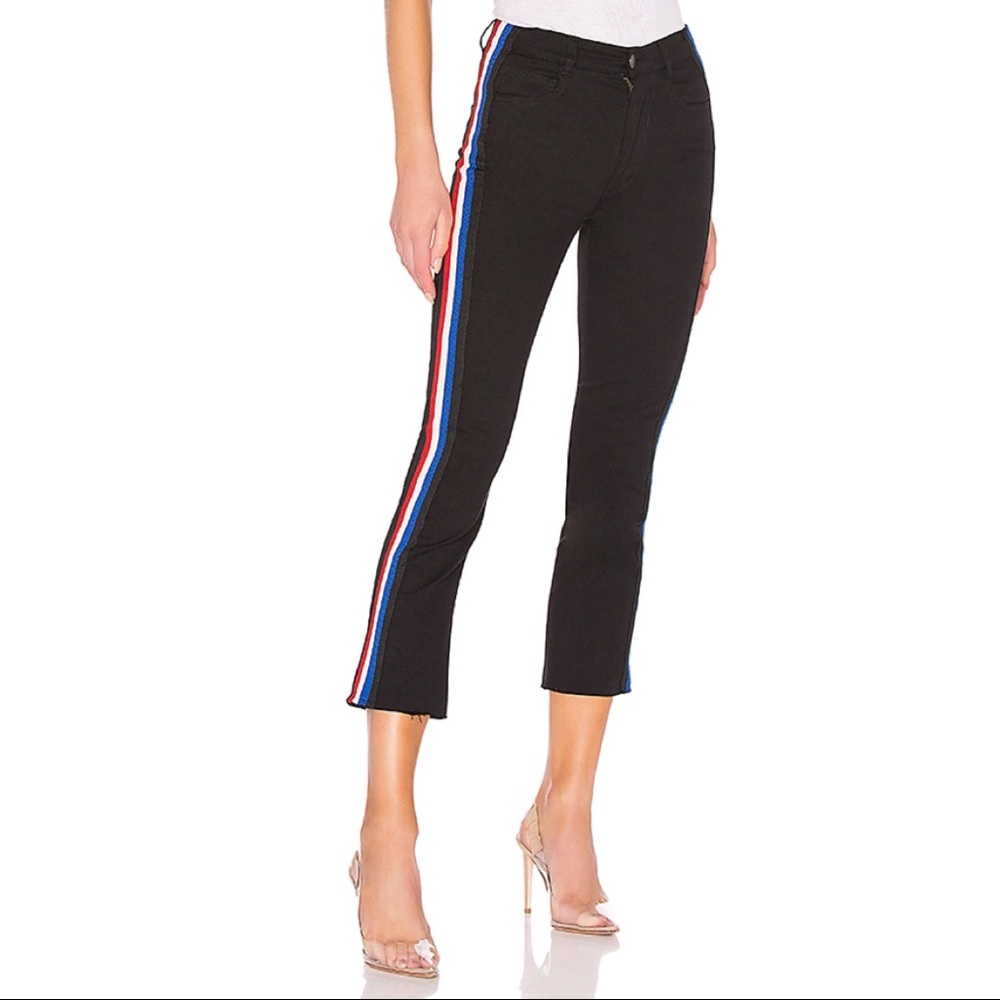 NEW Pam & Gela Cropped Flair Pants Jeans W/ Classic Stripe Sporty Vacation